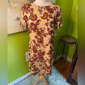 Pasley browns and tan pure silk dress